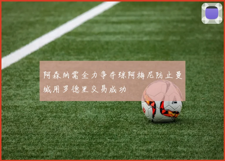 阿森纳需全力争夺琼阿梅尼防止曼城用罗德里交易成功